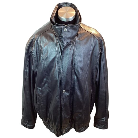 Wilsons Leather Black Leather Mens 2X Moto Jacket With Zip Out Thinsulate Insula - Picture 7 of 16